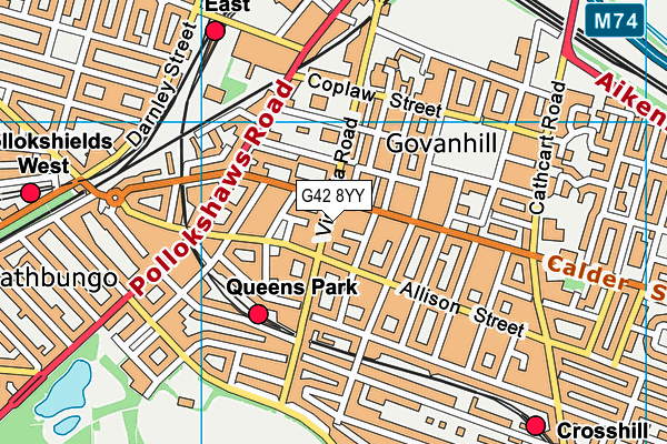 G42 8YY map - OS VectorMap District (Ordnance Survey)