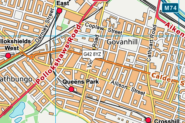 G42 8YZ map - OS VectorMap District (Ordnance Survey)