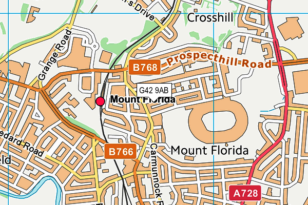 G42 9AB map - OS VectorMap District (Ordnance Survey)