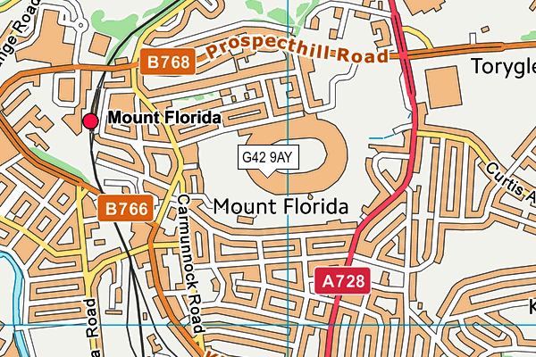 G42 9AY map - OS VectorMap District (Ordnance Survey)