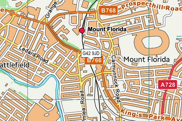 G42 9JD map - OS VectorMap District (Ordnance Survey)