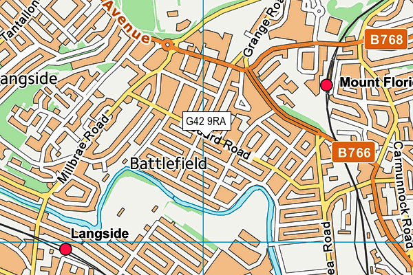 G42 9RA map - OS VectorMap District (Ordnance Survey)