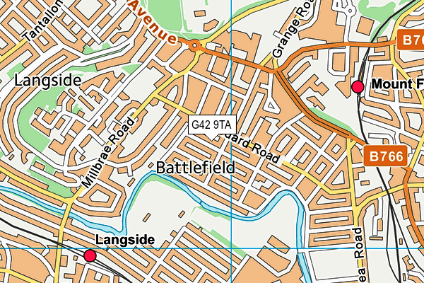 G42 9TA map - OS VectorMap District (Ordnance Survey)