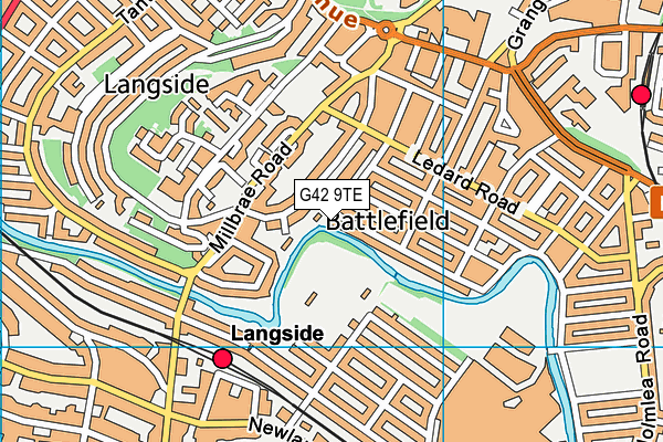 G42 9TE map - OS VectorMap District (Ordnance Survey)