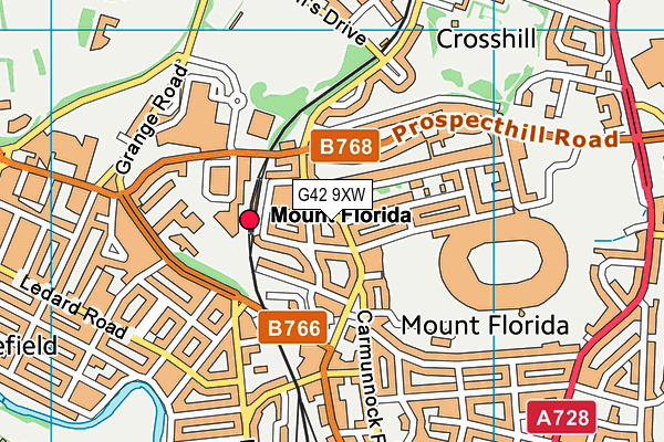 G42 9XW map - OS VectorMap District (Ordnance Survey)