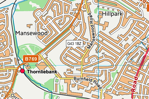 G43 1BZ map - OS VectorMap District (Ordnance Survey)