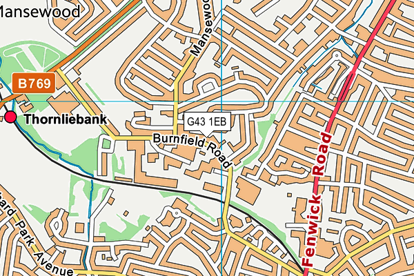 G43 1EB map - OS VectorMap District (Ordnance Survey)