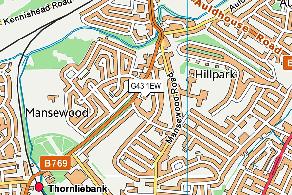 G43 1EW map - OS VectorMap District (Ordnance Survey)