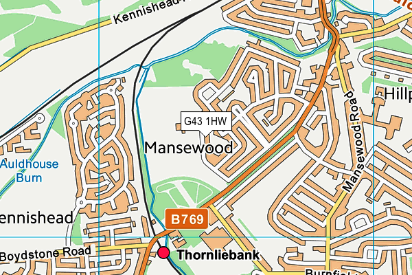 G43 1HW map - OS VectorMap District (Ordnance Survey)