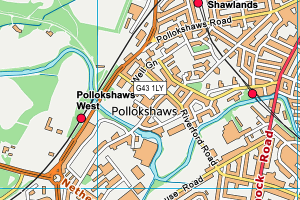 G43 1LY map - OS VectorMap District (Ordnance Survey)