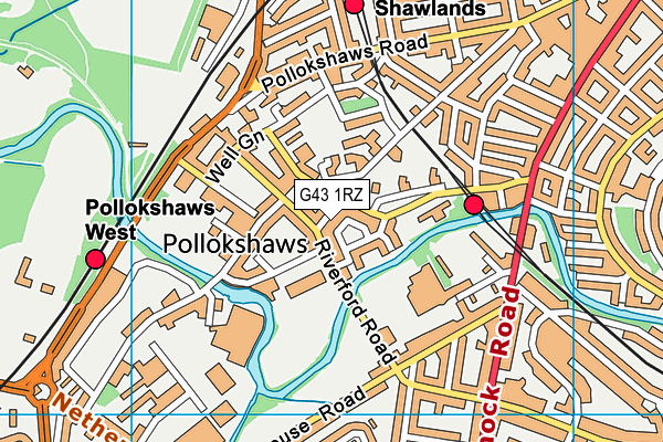 G43 1RZ map - OS VectorMap District (Ordnance Survey)