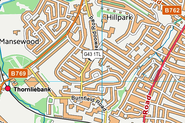 G43 1TL map - OS VectorMap District (Ordnance Survey)