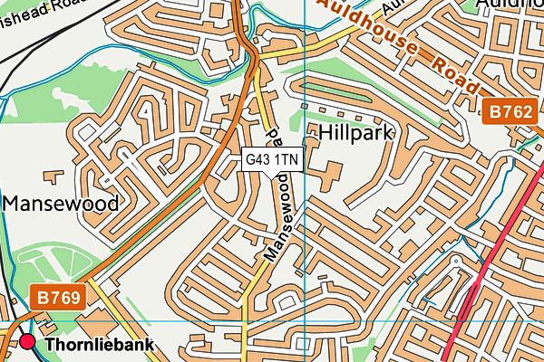 G43 1TN map - OS VectorMap District (Ordnance Survey)