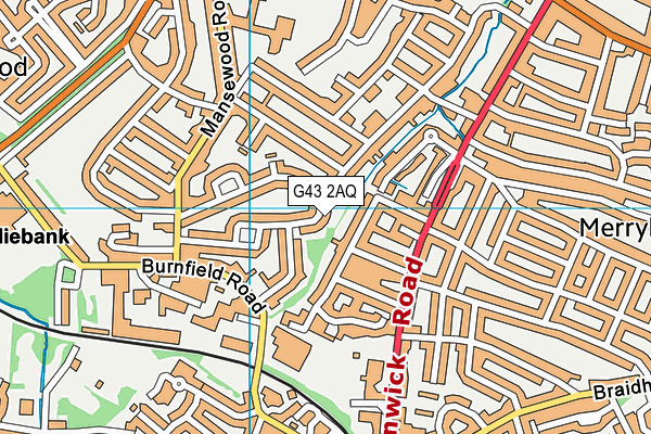 G43 2AQ map - OS VectorMap District (Ordnance Survey)