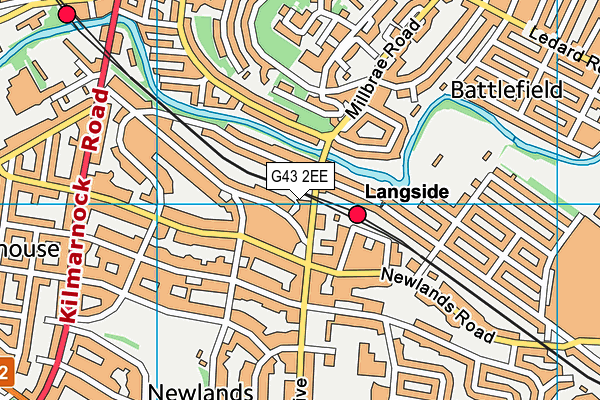 G43 2EE map - OS VectorMap District (Ordnance Survey)