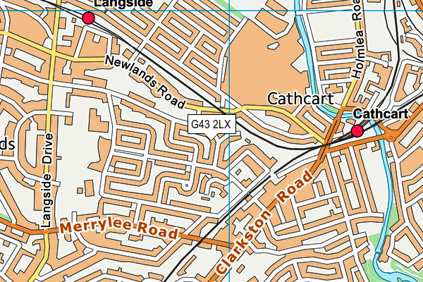 G43 2LX map - OS VectorMap District (Ordnance Survey)