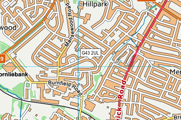 G43 2UL map - OS VectorMap District (Ordnance Survey)