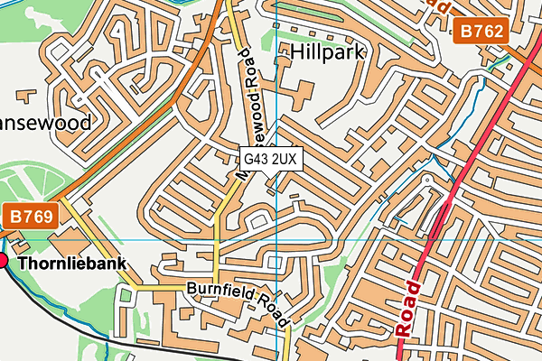 G43 2UX map - OS VectorMap District (Ordnance Survey)