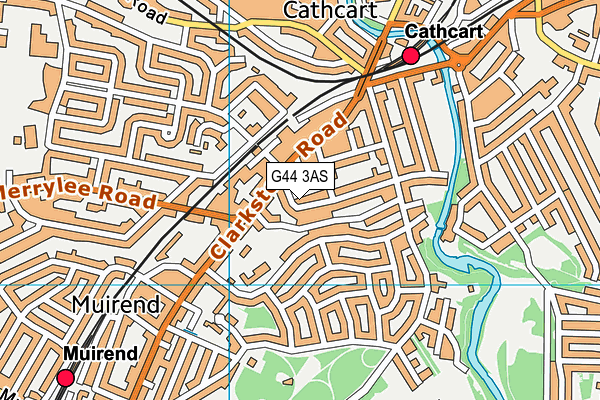 G44 3AS map - OS VectorMap District (Ordnance Survey)