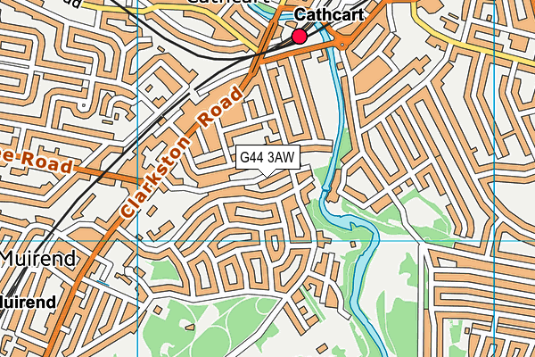 G44 3AW map - OS VectorMap District (Ordnance Survey)