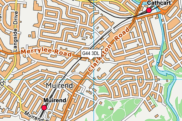 G44 3DL map - OS VectorMap District (Ordnance Survey)