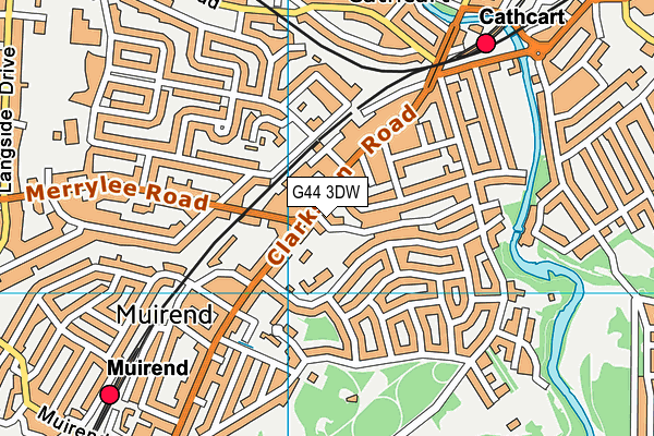 G44 3DW map - OS VectorMap District (Ordnance Survey)