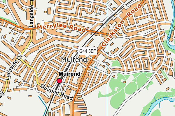 G44 3EF map - OS VectorMap District (Ordnance Survey)