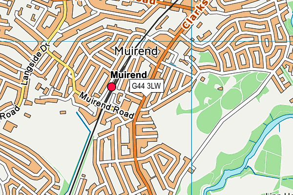 G44 3LW map - OS VectorMap District (Ordnance Survey)