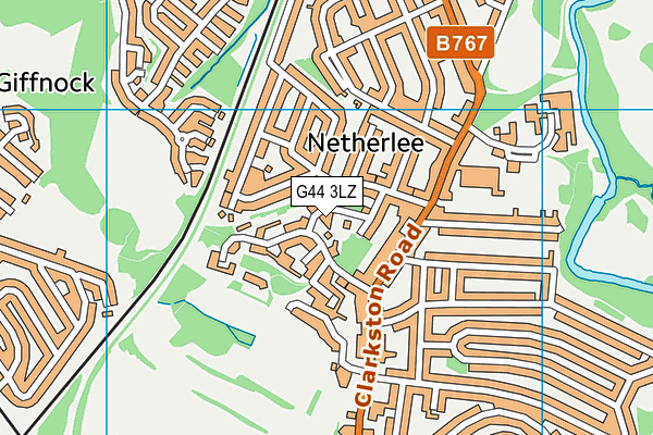 G44 3LZ map - OS VectorMap District (Ordnance Survey)