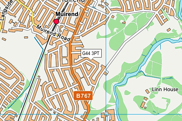 G44 3PT map - OS VectorMap District (Ordnance Survey)