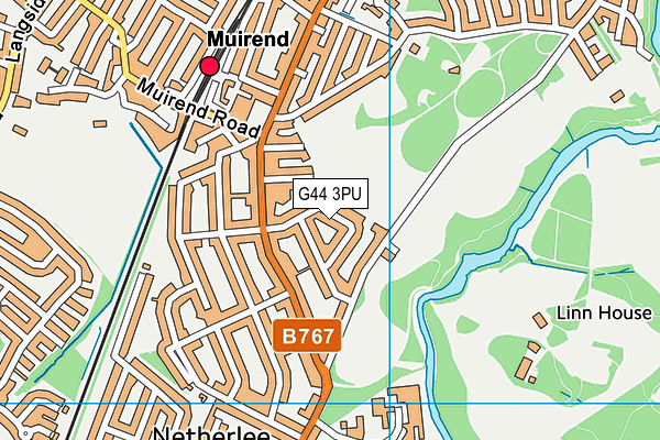 G44 3PU map - OS VectorMap District (Ordnance Survey)