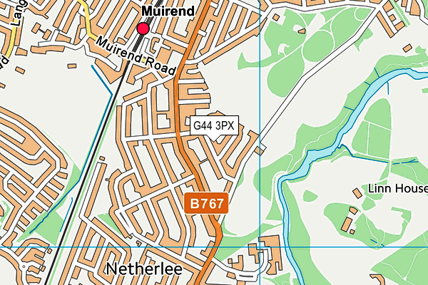 G44 3PX map - OS VectorMap District (Ordnance Survey)