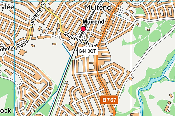 G44 3QT map - OS VectorMap District (Ordnance Survey)