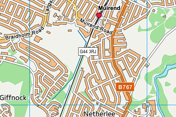 G44 3RJ map - OS VectorMap District (Ordnance Survey)