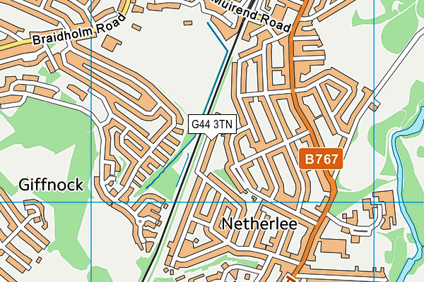 G44 3TN map - OS VectorMap District (Ordnance Survey)