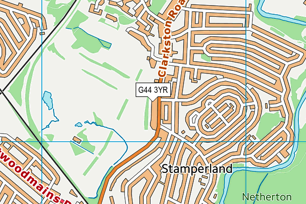 G44 3YR map - OS VectorMap District (Ordnance Survey)