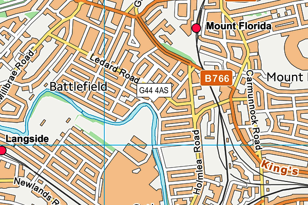 G44 4AS map - OS VectorMap District (Ordnance Survey)