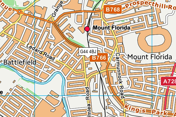 G44 4BJ map - OS VectorMap District (Ordnance Survey)
