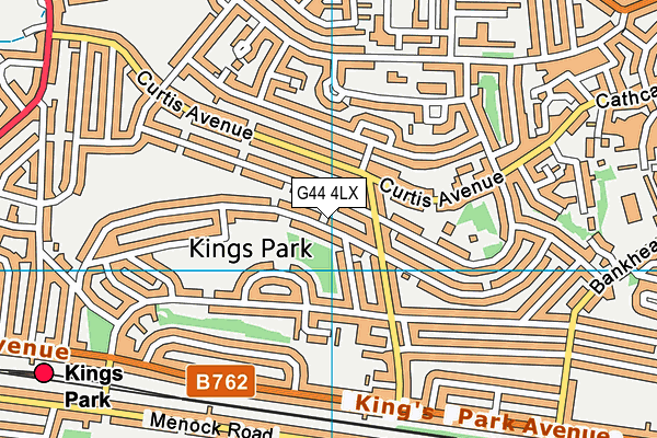 G44 4LX map - OS VectorMap District (Ordnance Survey)