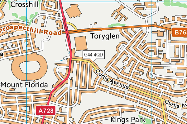 G44 4QD map - OS VectorMap District (Ordnance Survey)