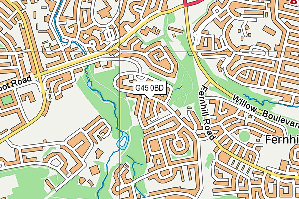 G45 0BD map - OS VectorMap District (Ordnance Survey)