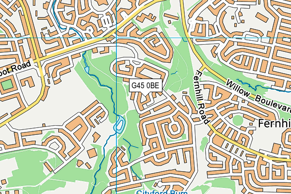 G45 0BE map - OS VectorMap District (Ordnance Survey)