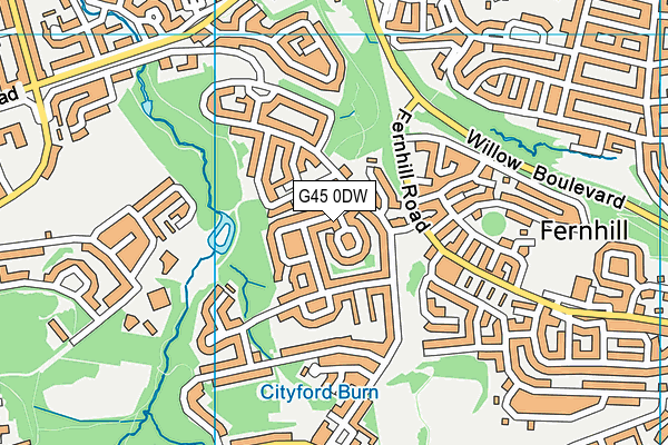 G45 0DW map - OS VectorMap District (Ordnance Survey)