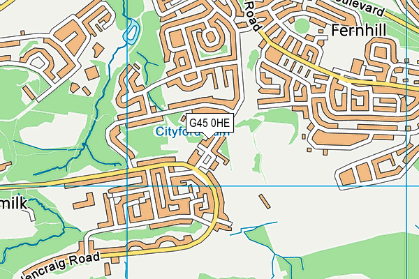 G45 0HE map - OS VectorMap District (Ordnance Survey)