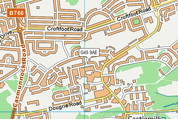 G45 9AE map - OS VectorMap District (Ordnance Survey)