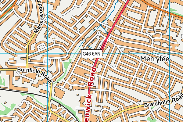 G46 6AN map - OS VectorMap District (Ordnance Survey)