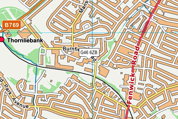 G46 6ZB map - OS VectorMap District (Ordnance Survey)