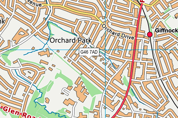 G46 7AD map - OS VectorMap District (Ordnance Survey)