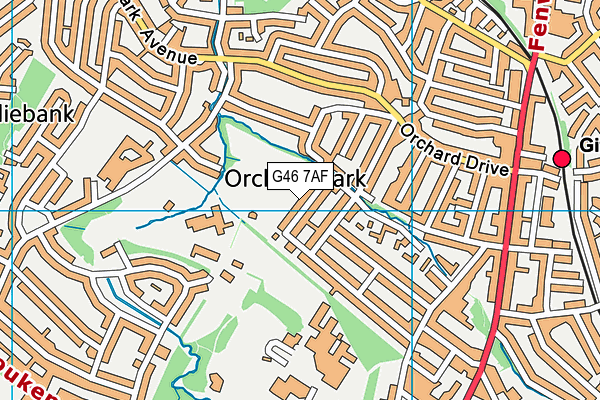 G46 7AF map - OS VectorMap District (Ordnance Survey)