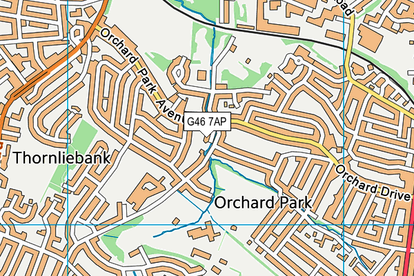 G46 7AP map - OS VectorMap District (Ordnance Survey)